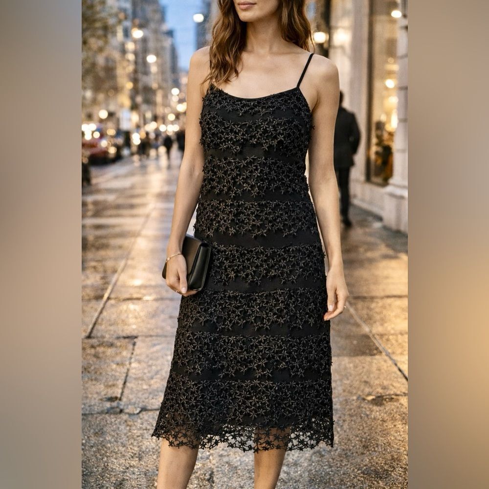 Diane Von Furstenberg Black Lace Overlay Slip Dress — NWT Size M ($598 Retail)